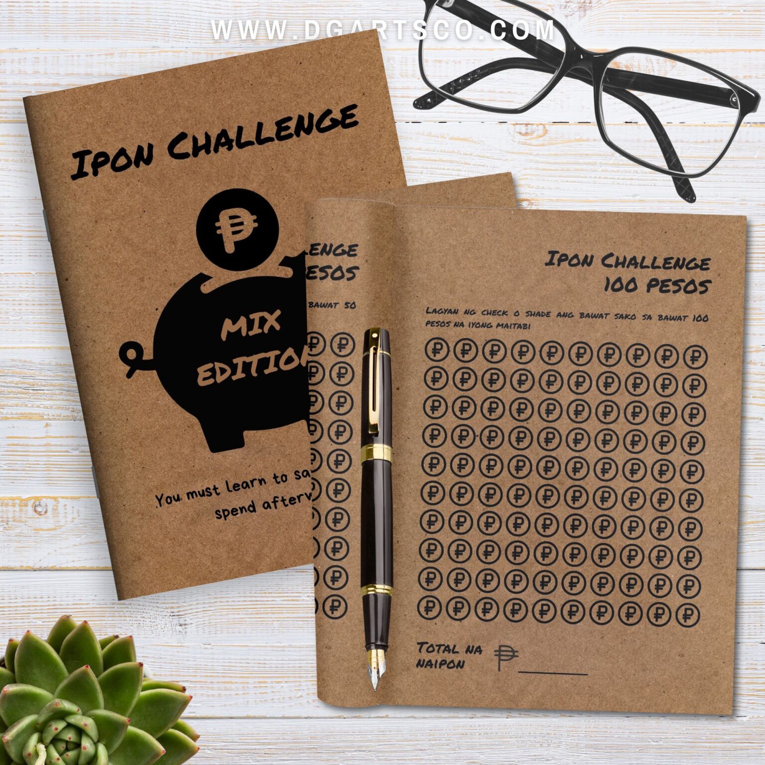 Ipon Challenge Template Canva Editable Template, Personal and