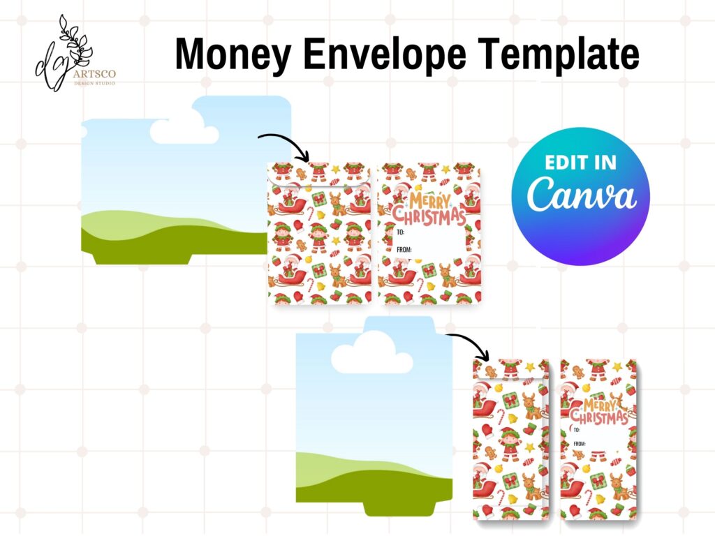 Money Envelope Template Drag and Drop Canva Editable Template | DGArtsCo