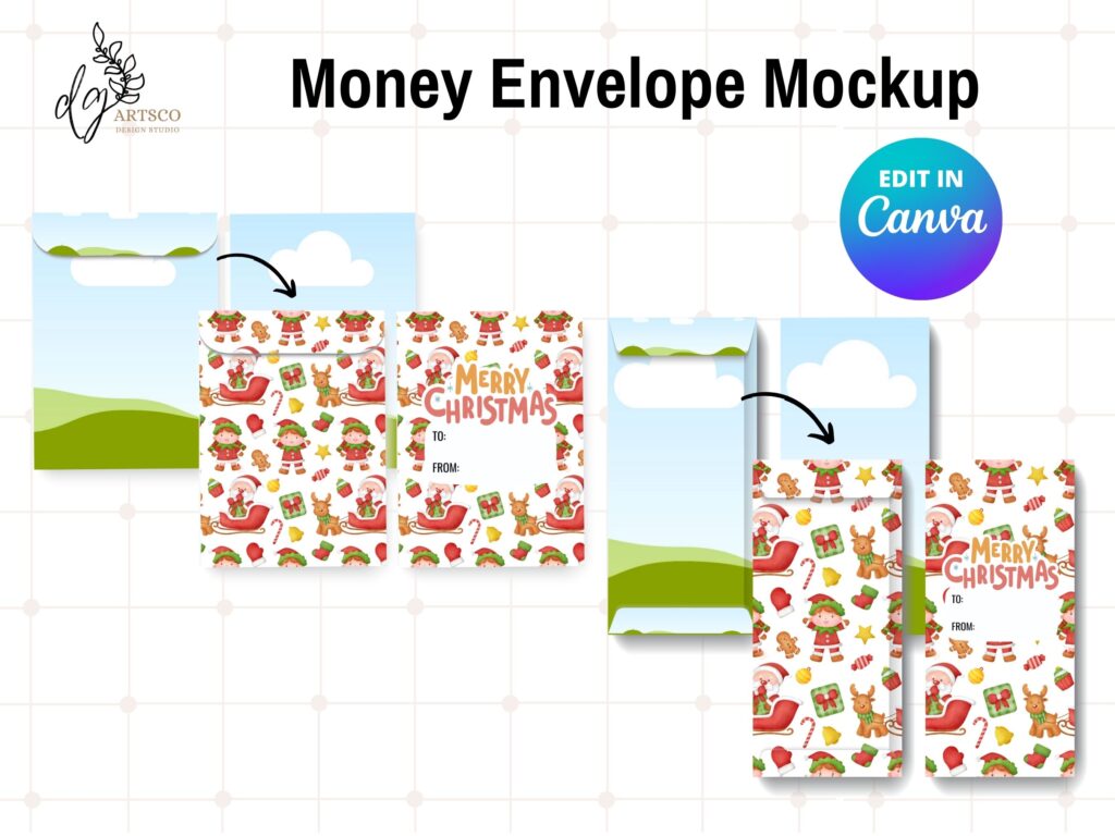 Money Envelope Mockup Template Drag and Drop Canva Editable Template ...